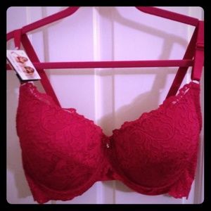 NWT Full Figure Red Lace Bra 40DD